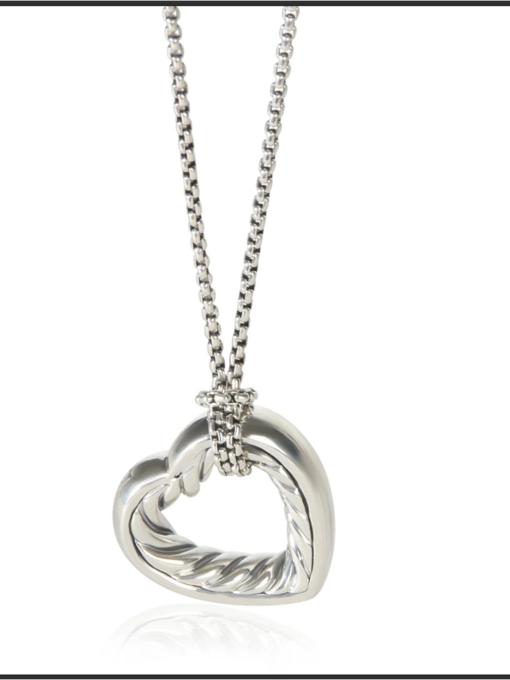 David Yurman Silver Cable Heart Pendant Necklace